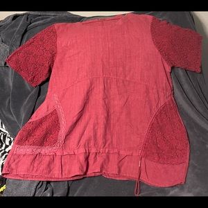 Women’s La Bass Burgundy Short Sleeved Blouse Size XL to XXL